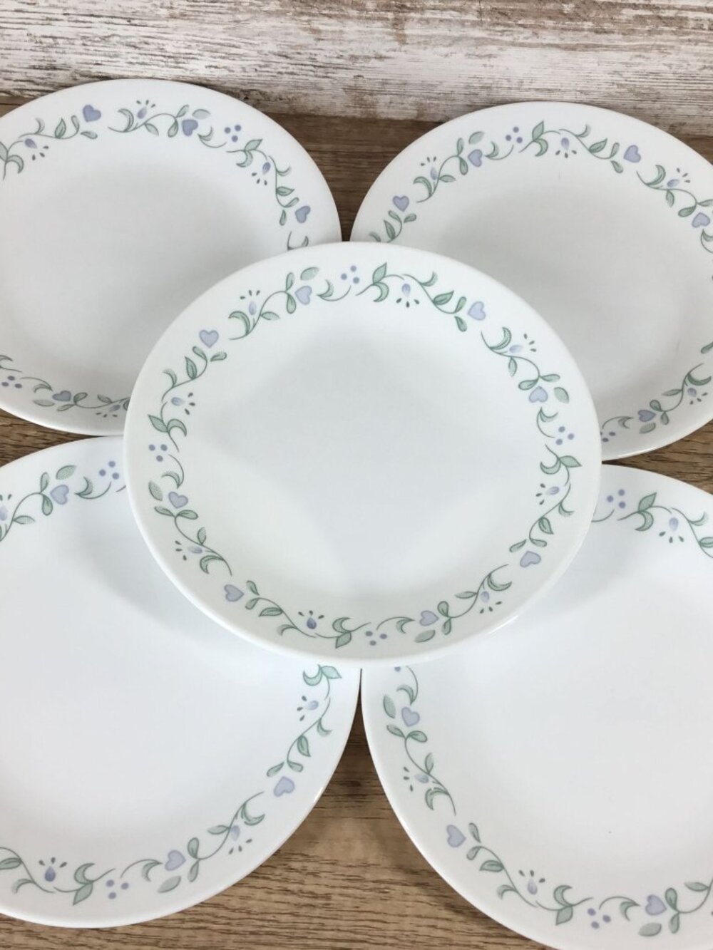 Set of 5 Corelle Country Cottage Bread & Butter Plates 6 3/4" White With Blue &